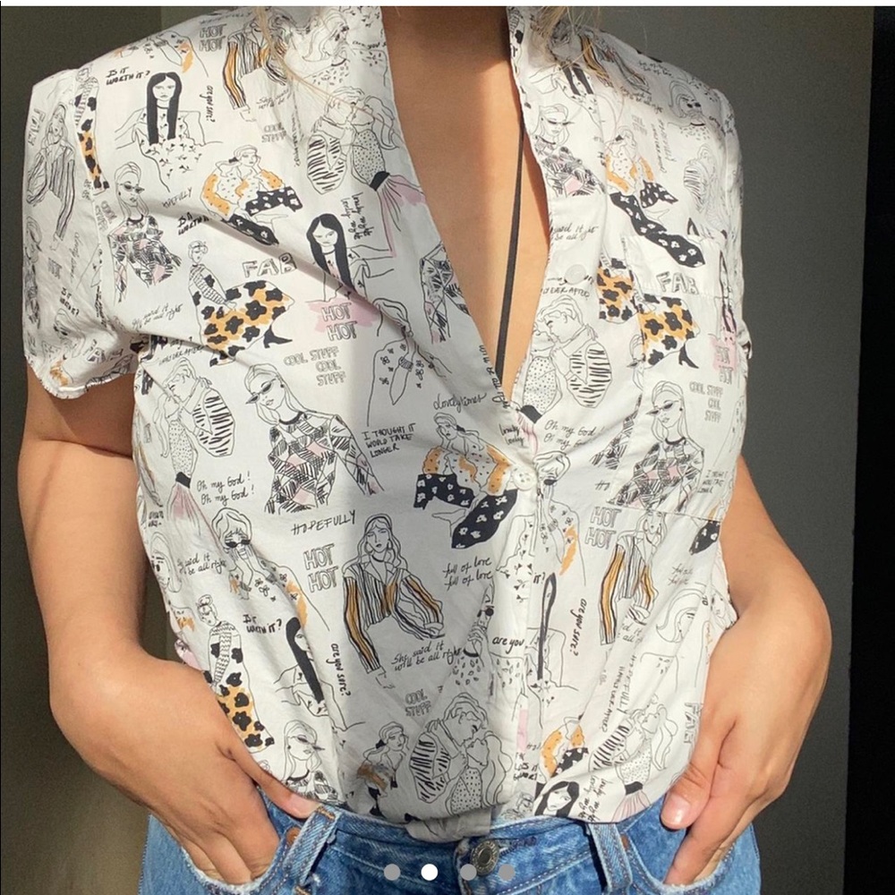 Zara button up with illustrations